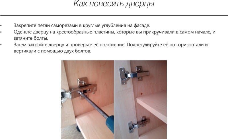 как повесить дверцы на кухонный гарнитур