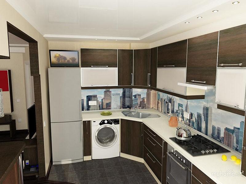 Холодильник за небольшой стенкой между кухней и гостиной Холодильник за небольшой стенкой между кухней и гостиной