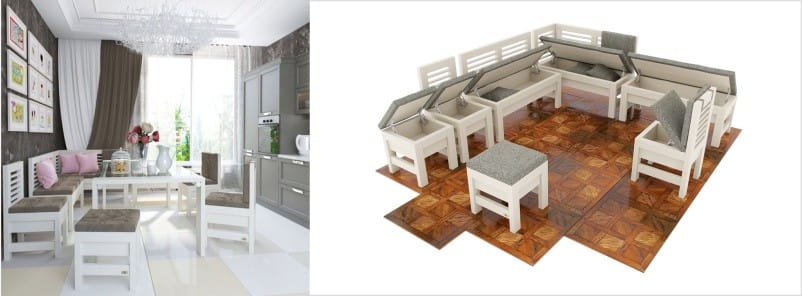 Кухонный уголок из массива бука, модель Орион от WoodCraft