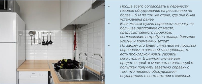 Перенос газовой колонки из кухни в коридор - нюансы