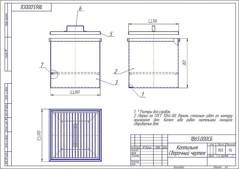 Схема домашней коптильни