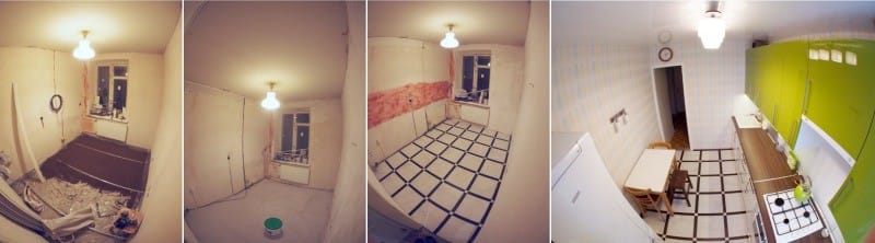 Укладка керамогранитной напольной плитки на кухне